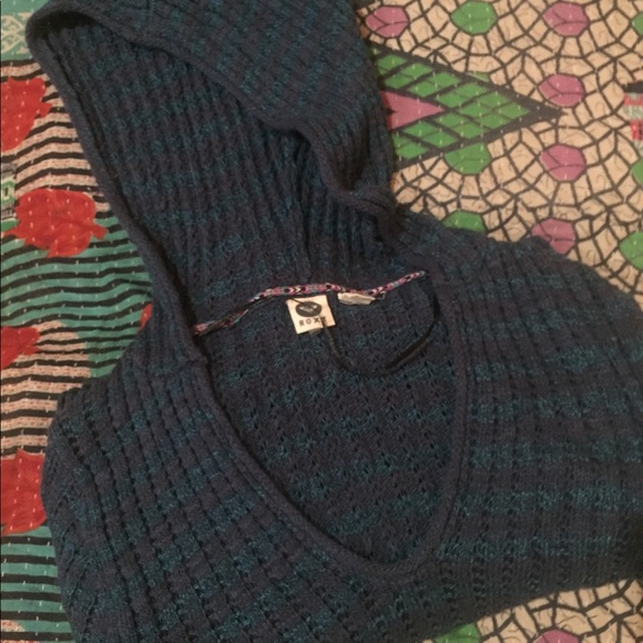 Roxy hooded tunic blue teal pre owned M - Picture 3 of 8